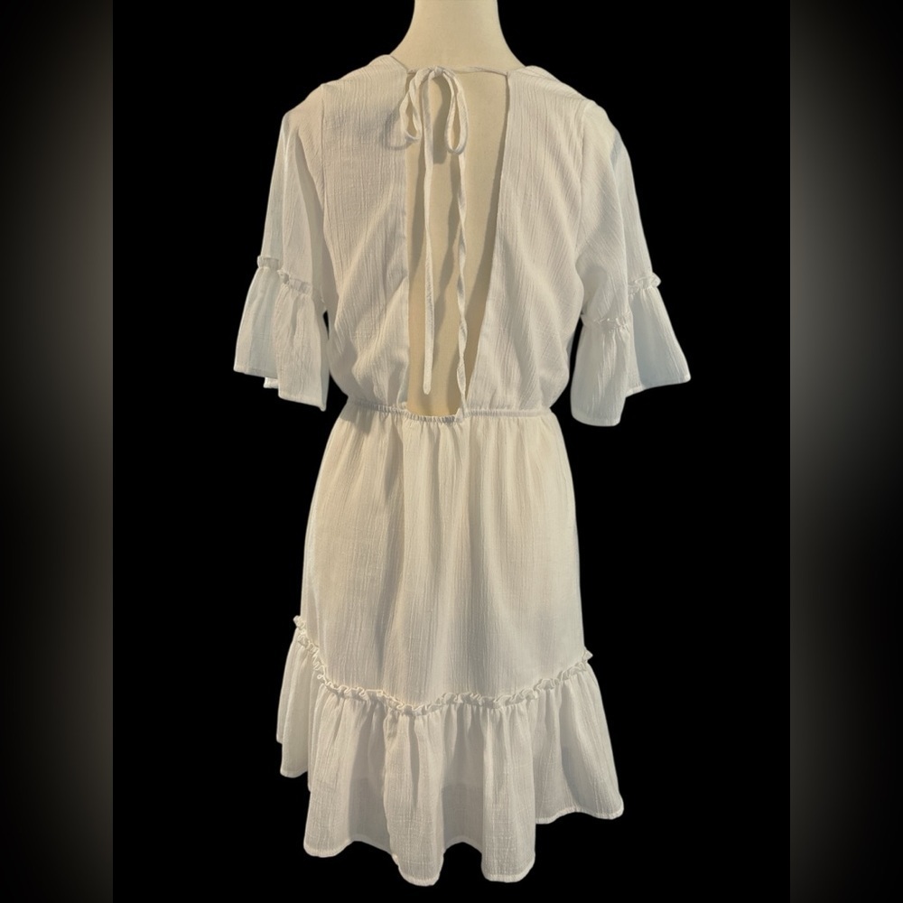 Lulu's Elegant White V-Neck Dress - Picture 6 of 9